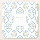 Bespoke Blue and Green Floral Wedding Pattern Kartonnen Onderzetters (Voorkant)