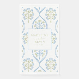 Bespoke Blue and Green Floral Wedding Servet