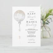 Bespoke Floral Balloon Baby shower Uitnodiging (Staand voorkant)