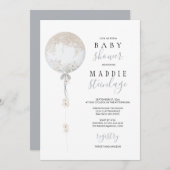 Bespoke Floral Balloon Baby shower Uitnodiging (Voorkant / Achterkant)