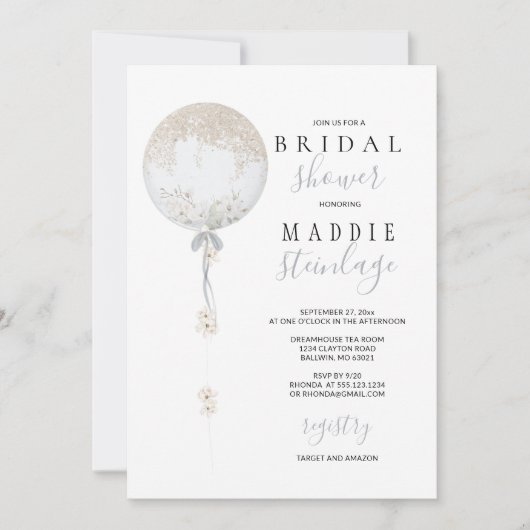 Bespoke Floral Balloon Vrijgezellenfeest Kaart (Voorkant)