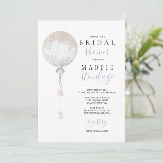 Bespoke Floral Balloon Vrijgezellenfeest Kaart (Staand voorkant)