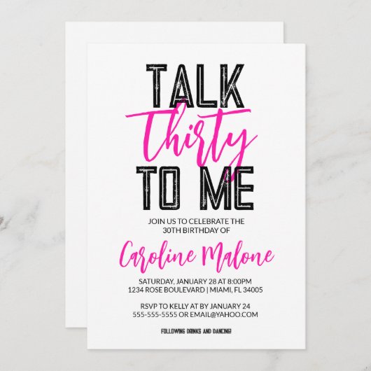 Bespreek 30e verjaardag van de uitnodiging van de (Voorkant / Achterkant)