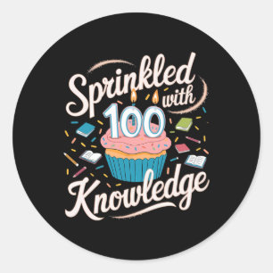 Besproeid met 100 dagen kennis cupcake school ronde sticker