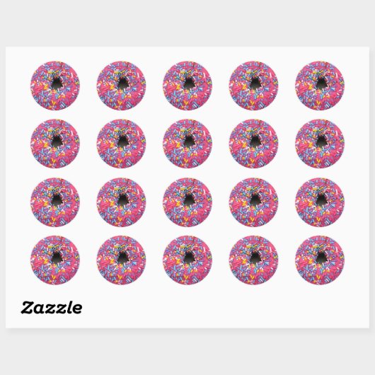  besproeide Donut Ronde Sticker (Vel)