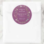 Bess Purple Chic Boho Wilde Bloem Verlovingsfeest Ronde Sticker (Tas)