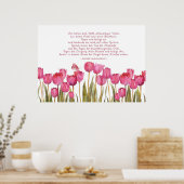 "Bess this house" in het Duits, tulpen en vlinder Poster (Keuken)