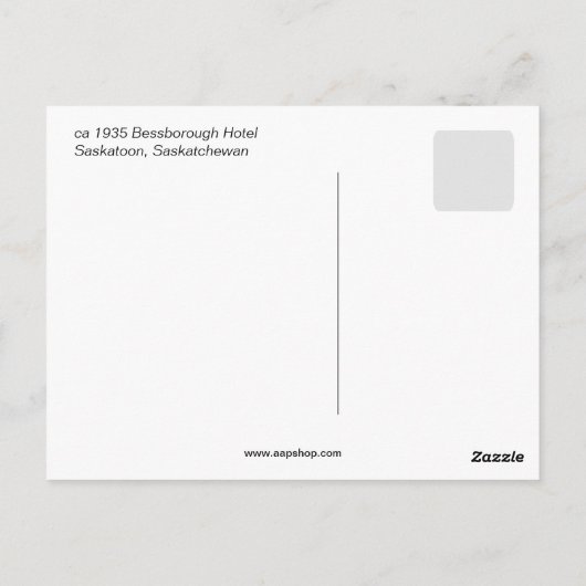 Bessborough Hotel, Saskatoon, Saskatchewan Briefkaart (Achterkant)