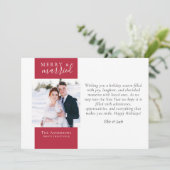 Besscherpe Rode Foto Prettig Getrouwd Feestdagenkaart (Staand voorkant)