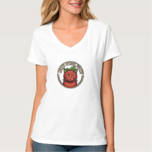 Besschrijving van kat met bessen in artistieke sti t-shirt