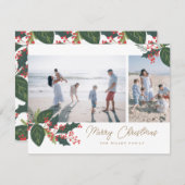Bessen 2 Foto Collage Platte Kerstkaart (Voorkant / Achterkant)