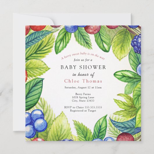 Bessen Aardbeienbessenzoet Baby shower Kaart (Voorkant)