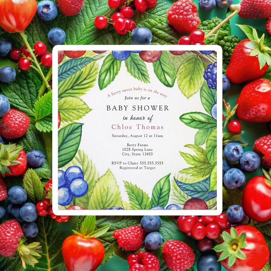 Bessen Aardbeienbessenzoet Baby shower Kaart