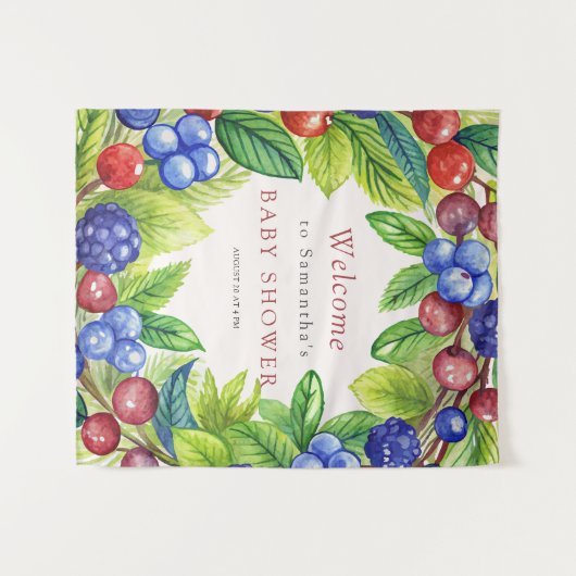 Bessen Aardbeienbessenzoet Baby shower Wandkleed (Voorkant (horizontaal))