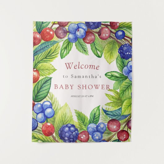 Bessen Aardbeienbessenzoet Baby shower Wandkleed (Voorkant)