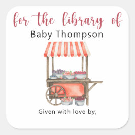 Bessen - Baby Shower boekplaat, boeken voor baby Vierkante Sticker