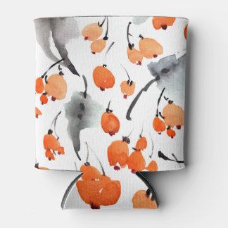 Bessen, bladeren waterverf, inktillustratie, naad blikjeskoeler