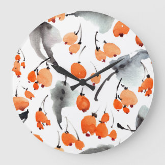 Bessen, bladeren waterverf, inktillustratie, naad grote klok