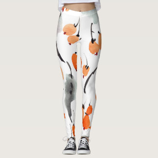 Bessen, bladeren waterverf, inktillustratie, naad leggings