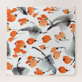 Bessen, bladeren waterverf, inktillustratie, naad legpuzzel (Horizontaal)