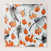 Bessen, bladeren waterverf, inktillustratie, naad legpuzzel (Verticaal)