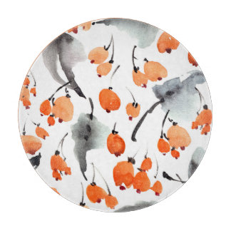 Bessen, bladeren waterverf, inktillustratie, naad snijplank