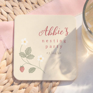 Bessen & Bloemen Nesting Party Meisje Baby Shower Kartonnen Onderzetters