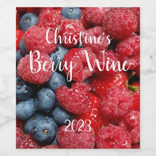 Bessen Bonanza Aardbeien Blauwe bessen Frambozen Wijn Etiket (Enkel label)