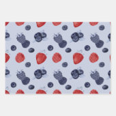 Bessen bosbessen aardbei theepot patroon blauw inpakpapier vel (Voorkant 2)