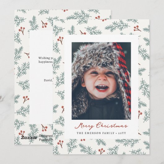 Bessen Botanische Kerst Kaart (Voorkant / Achterkant)