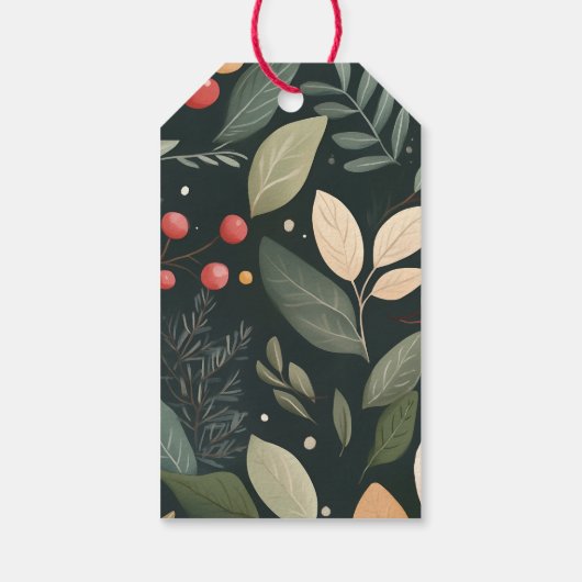 Bessen en Bladeren Kerst Warme Chocolade Mix Cadeaulabel (Achterkant)