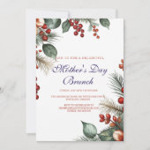 Bessen en bladeren Moederdag Brunch uitnodiging (Voorkant)