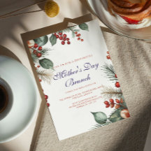 Bessen en bladeren Moederdag Brunch uitnodiging