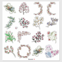 Bessen en Bloemen Collage Ambachtelijk Vel Mooie Sticker