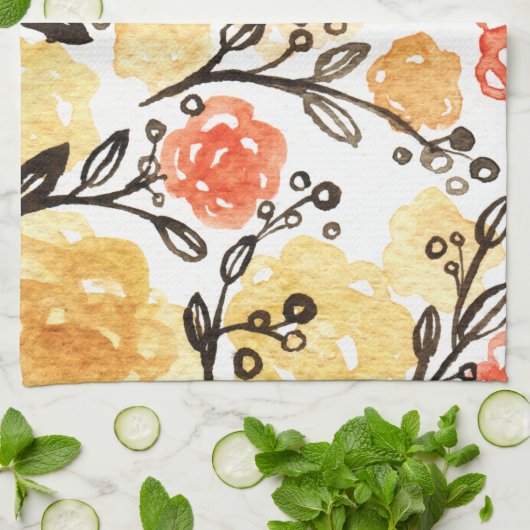 Bessen en bloemen theedoek (Gevouwen)