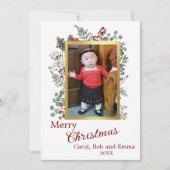 Bessen en botanische foto platte kerstkaart (Voorkant)