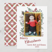 Bessen en botanische foto platte kerstkaart (Voorkant / Achterkant)