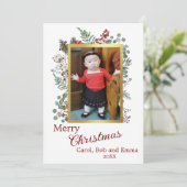 Bessen en botanische foto platte kerstkaart (Staand voorkant)