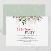 Bessen en groen Bloemen Kerstfeest Kaart (Voorkant / Achterkant)