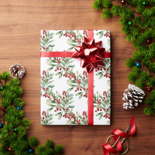 Bessen en groen inpakpapier (Feestdagen Geschenken)