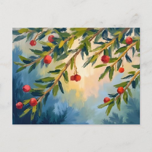 Bessen en groen | vrolijk kerstfeest feestdagenkaart (Voorkant)