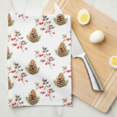 Bessen en pinecones theedoek (Quarter Fold)