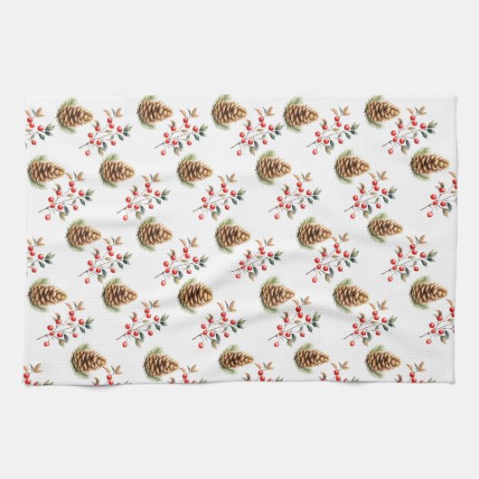 Bessen en pinecones theedoek (Horizontaal)