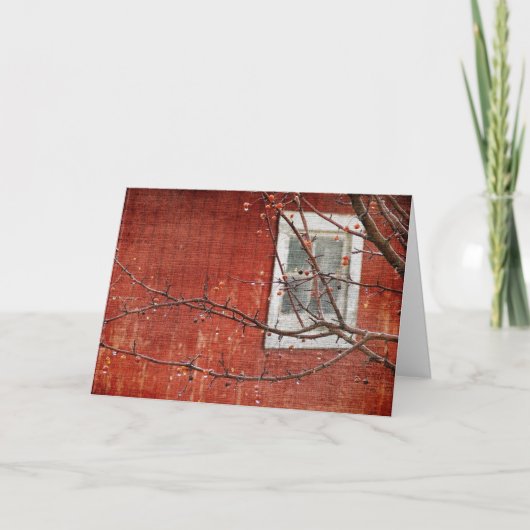 Bessen en schuur, Kerstmis Feestdagen Kaart (Voorkant)