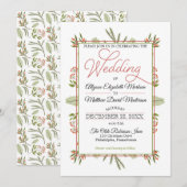 Bessen en Winter Pine Greenery Holiday Wedding Kaart (Voorkant / Achterkant)