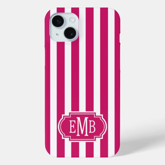 Bessen- en witte gemerkte strepen Case-Mate iPhone case (Achterkant)