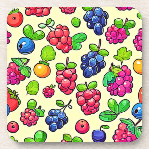 Bessen Fruit Patroon Ontwerp Bier Onderzetter