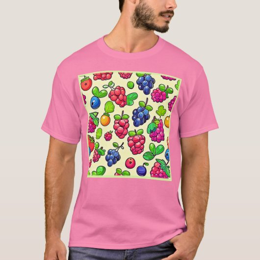Bessen Fruit Patroon Ontwerp T-shirt (Voorkant)