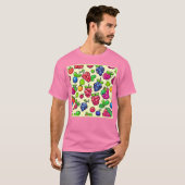 Bessen Fruit Patroon Ontwerp T-shirt (Voorkant volledig)