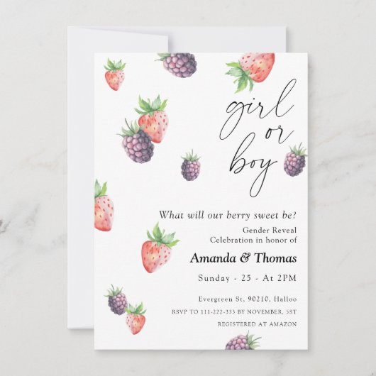 Bessen Geslacht onthullen, meisje of jongen Kaart (Voorkant)